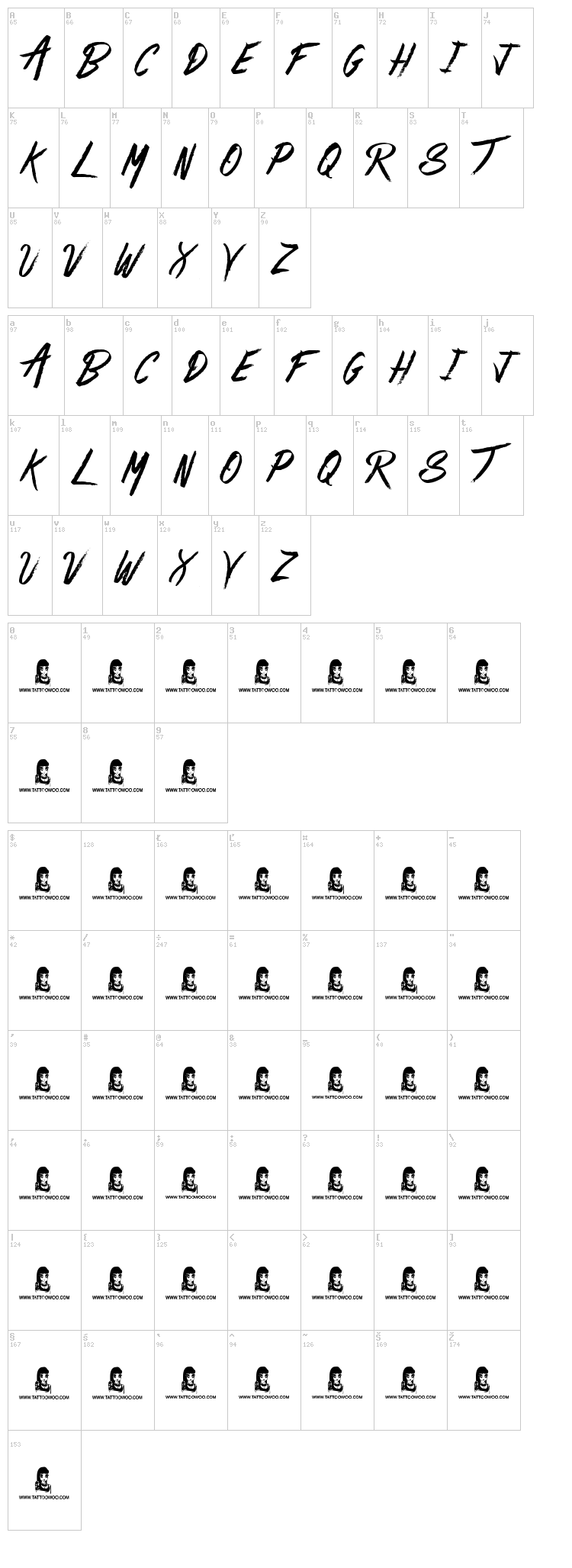Mega Team font map